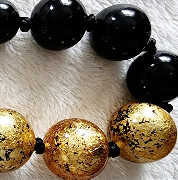 Set of 2 - Zsiska Black & Gold Knotted Necklace with Magnetic Clasp - Picture 4 of 7